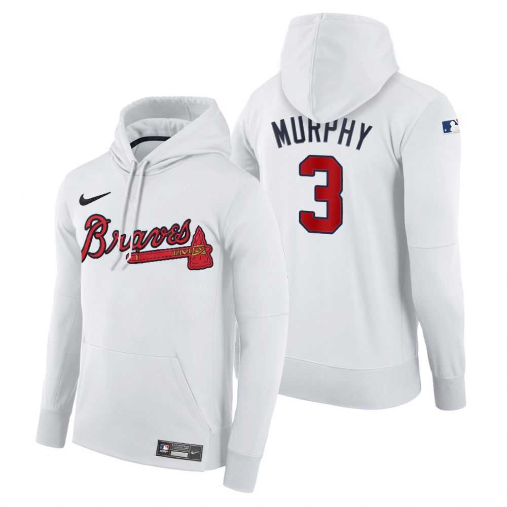 Men Atlanta Braves 3 Murphy white home hoodie 2021 MLB Nike Jerseys